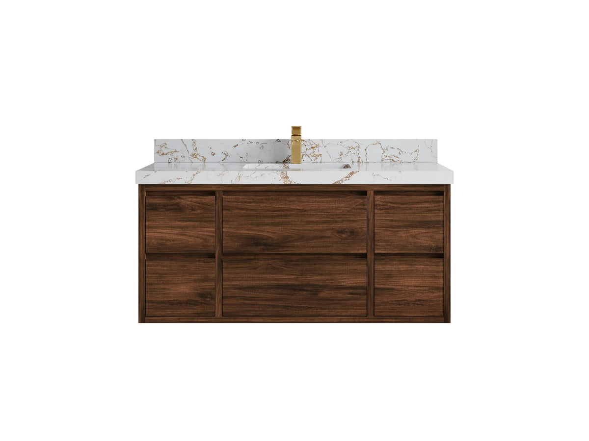 Madison Floating Teak 48 in. W x 22 in. D Single Sink Bathroom Vanity - Willow Bath and Vanity