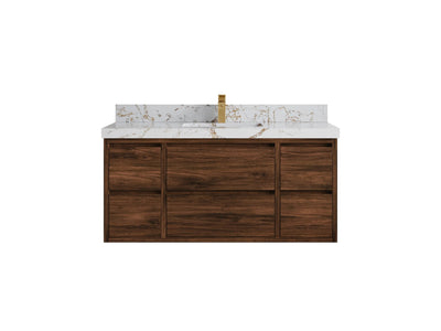Madison Floating Teak 48 in. W x 22 in. D Single Sink Bathroom Vanity - Willow Bath and Vanity
