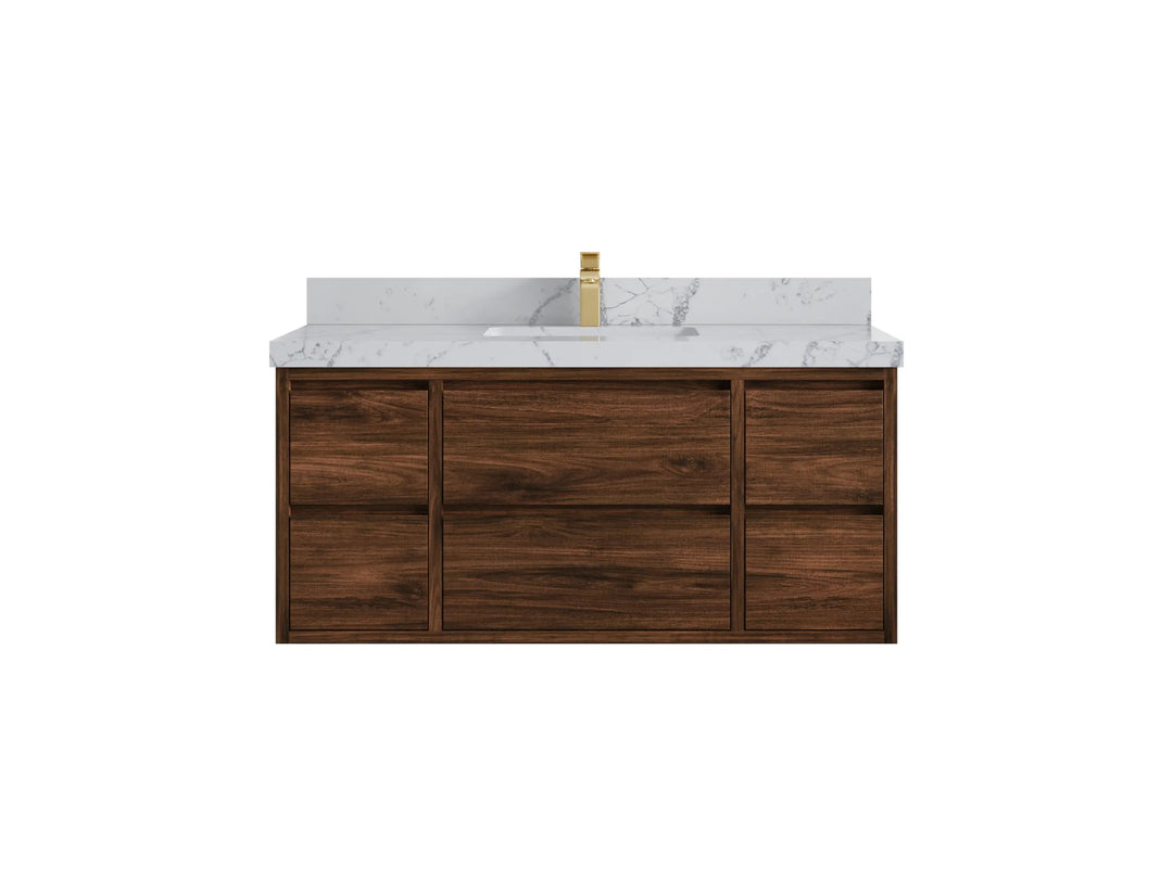 Madison Floating Teak 48 in. W x 22 in. D Single Sink Bathroom Vanity - Willow Bath and Vanity