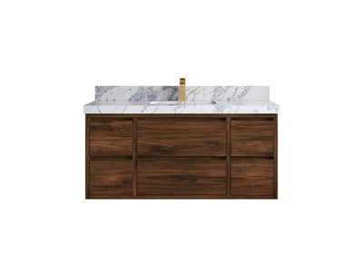Madison Floating Teak 48 in. W x 22 in. D Single Sink Bathroom Vanity - Willow Bath and Vanity