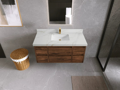 Madison Floating Teak 48 in. W x 22 in. D Single Sink Bathroom Vanity - Willow Bath and Vanity