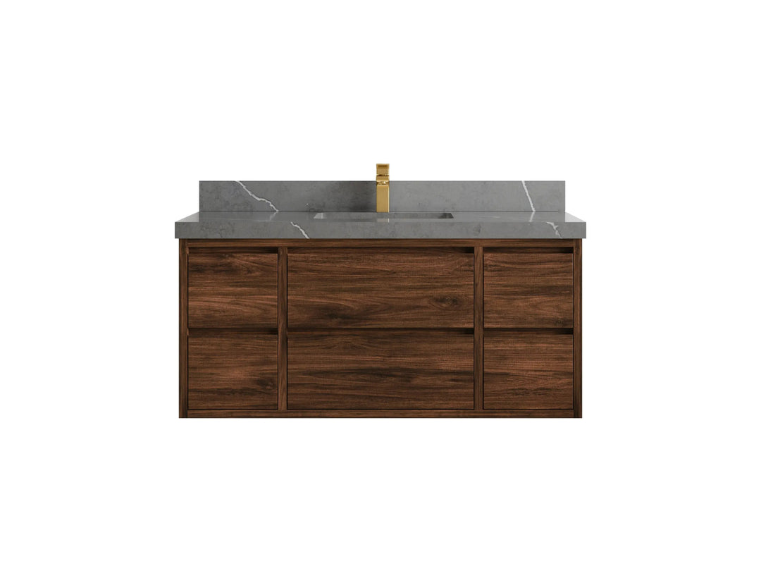 Madison Floating Teak 48 in. W x 22 in. D Single Sink Bathroom Vanity - Willow Bath and Vanity