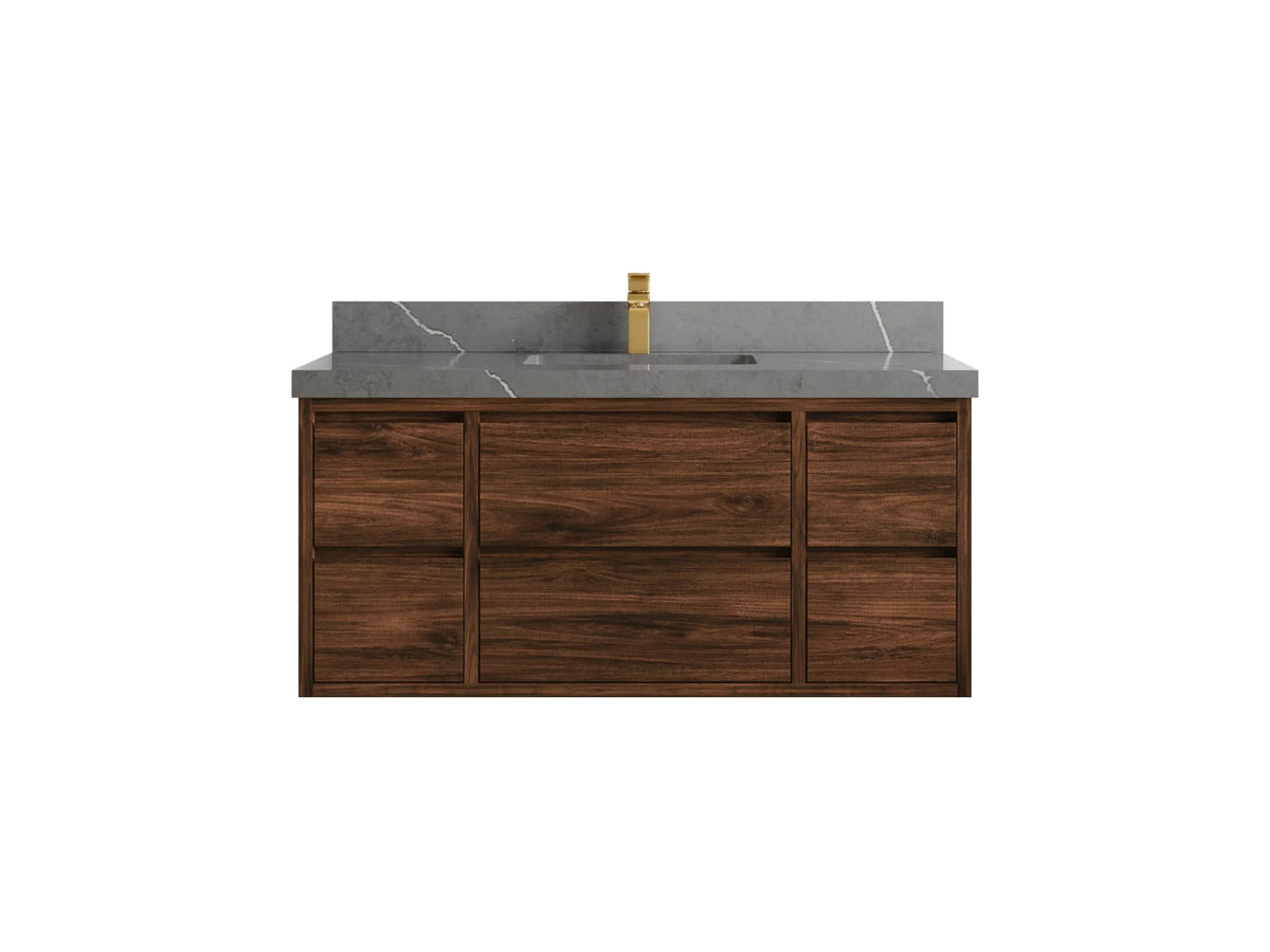 Madison Floating Teak 48 in. W x 22 in. D Single Sink Bathroom Vanity - Willow Bath and Vanity