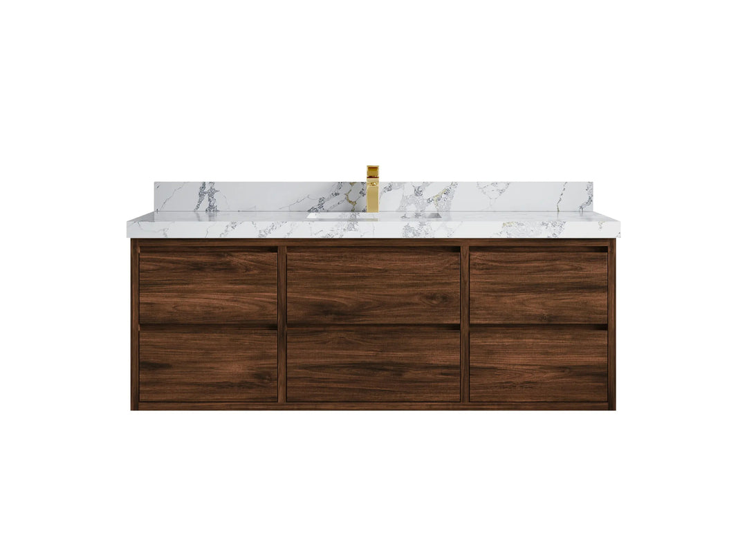 Madison Floating Teak 60 in. W x 22 in. D Single Sink Bathroom Vanity - Willow Bath and Vanity