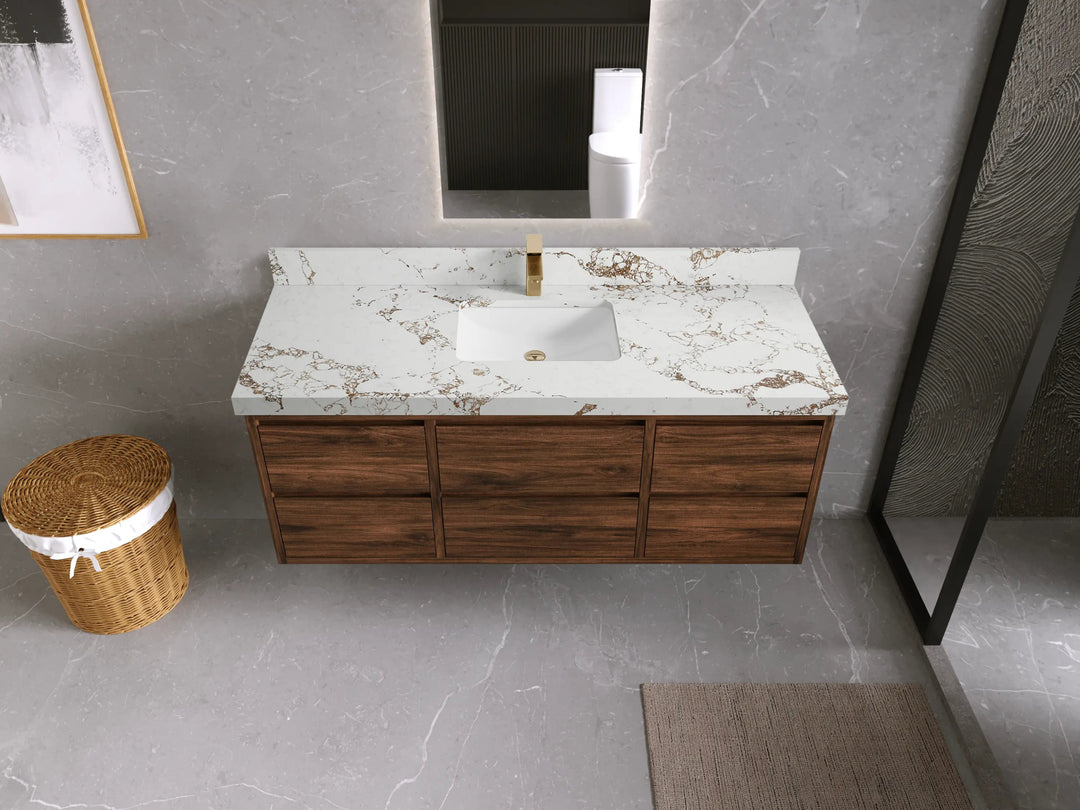 Madison Floating Teak 60 in. W x 22 in. D Single Sink Bathroom Vanity - Willow Bath and Vanity