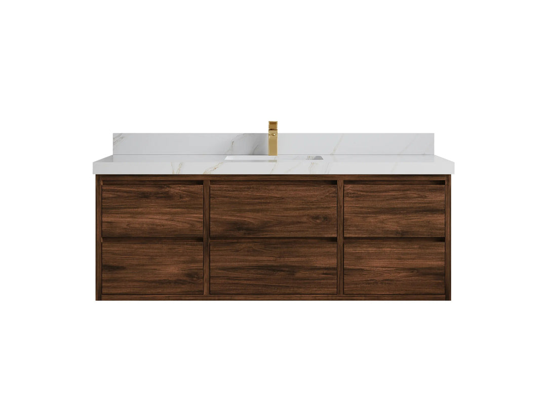 Madison Floating Teak 60 in. W x 22 in. D Single Sink Bathroom Vanity - Willow Bath and Vanity