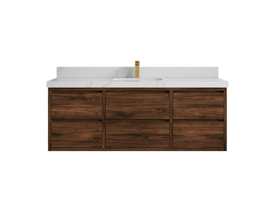 Madison Floating Teak 60 in. W x 22 in. D Single Sink Bathroom Vanity - Willow Bath and Vanity