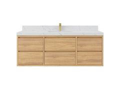 Madison Floating Teak 60 in. W x 22 in. D Single Sink Bathroom Vanity - photo 1