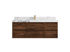 Madison Floating Teak 60 in. W x 22 in. D Single Sink Bathroom Vanity - photo 49