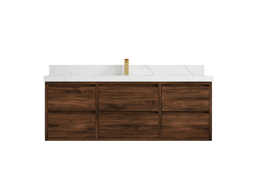 Madison Floating Teak 60 in. W x 22 in. D Single Sink Bathroom Vanity - Willow Bath and Vanity