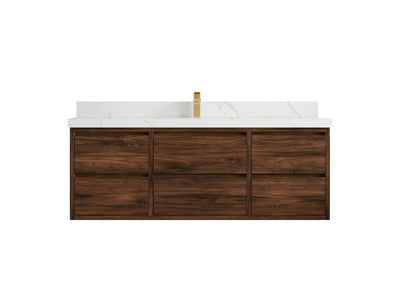 Madison Floating Teak 60 in. W x 22 in. D Single Sink Bathroom Vanity - Willow Bath and Vanity