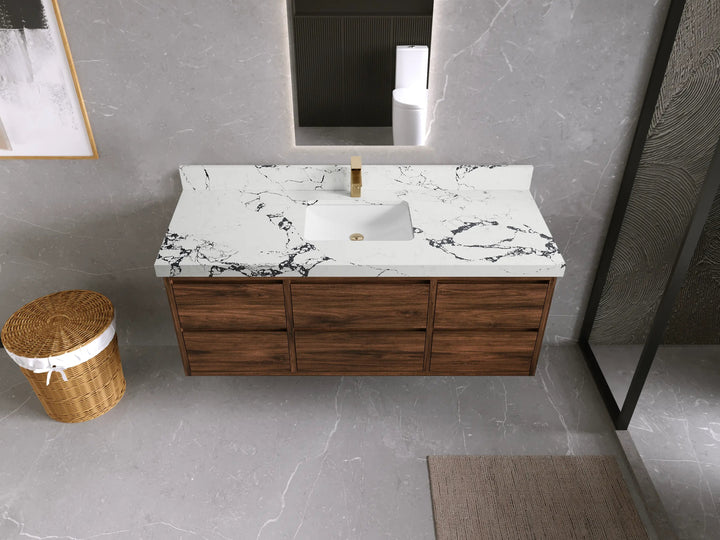 Madison Floating Teak 60 in. W x 22 in. D Single Sink Bathroom Vanity - photo 48