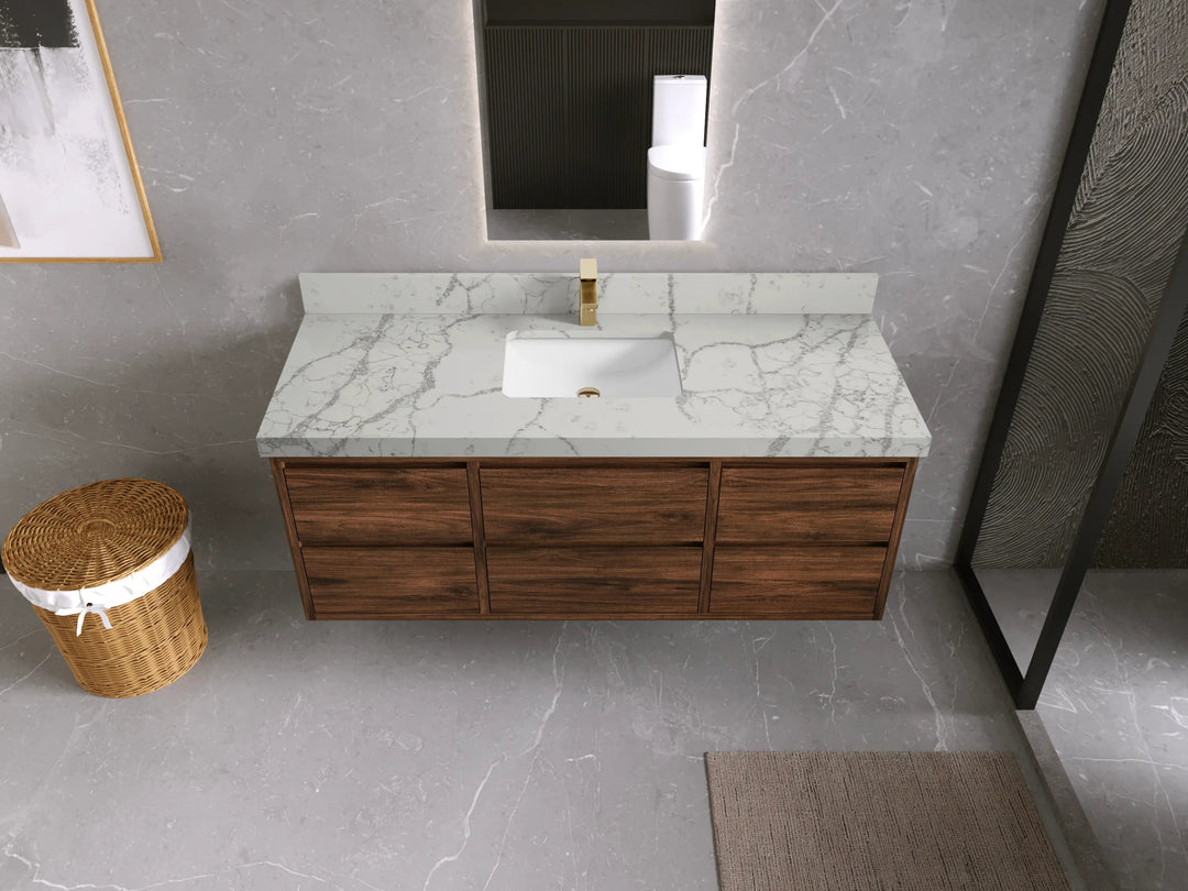 Madison Floating Teak 60 in. W x 22 in. D Single Sink Bathroom Vanity - Willow Bath and Vanity