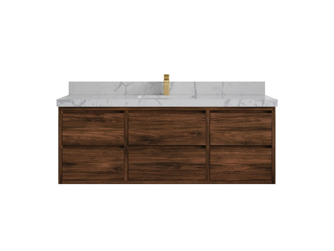 Madison Floating Teak 60 in. W x 22 in. D Single Sink Bathroom Vanity - Willow Bath and Vanity