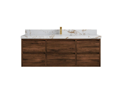Madison Floating Teak 60 in. W x 22 in. D Single Sink Bathroom Vanity - Willow Bath and Vanity