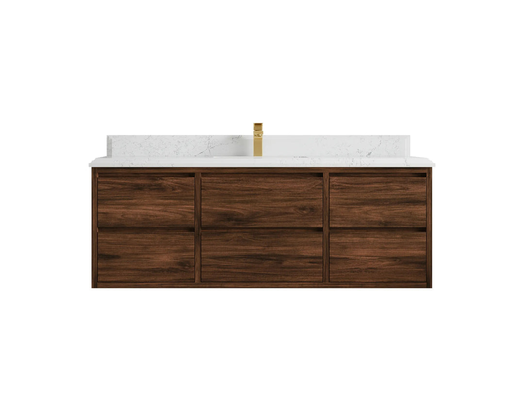 Madison Floating Teak 60 in. W x 22 in. D Single Sink Bathroom Vanity - Willow Bath and Vanity