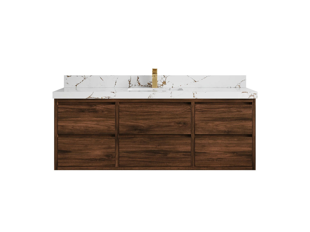 Madison Floating Teak 60 in. W x 22 in. D Single Sink Bathroom Vanity - Willow Bath and Vanity