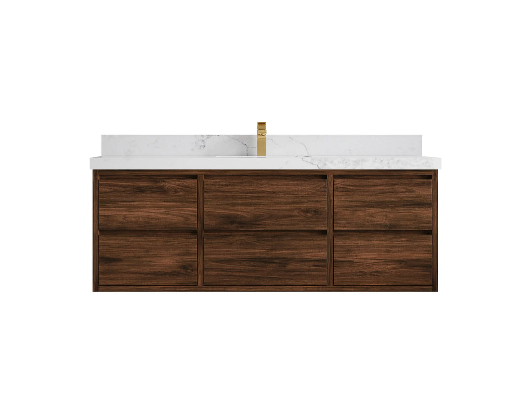Madison Floating Teak 60 in. W x 22 in. D Single Sink Bathroom Vanity - Willow Bath and Vanity