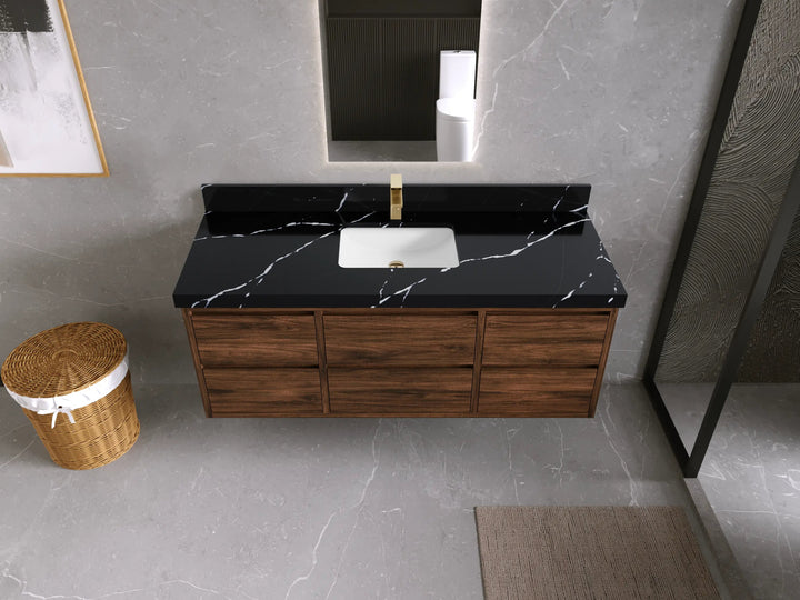 Madison Floating Teak 60 in. W x 22 in. D Single Sink Bathroom Vanity - photo 16