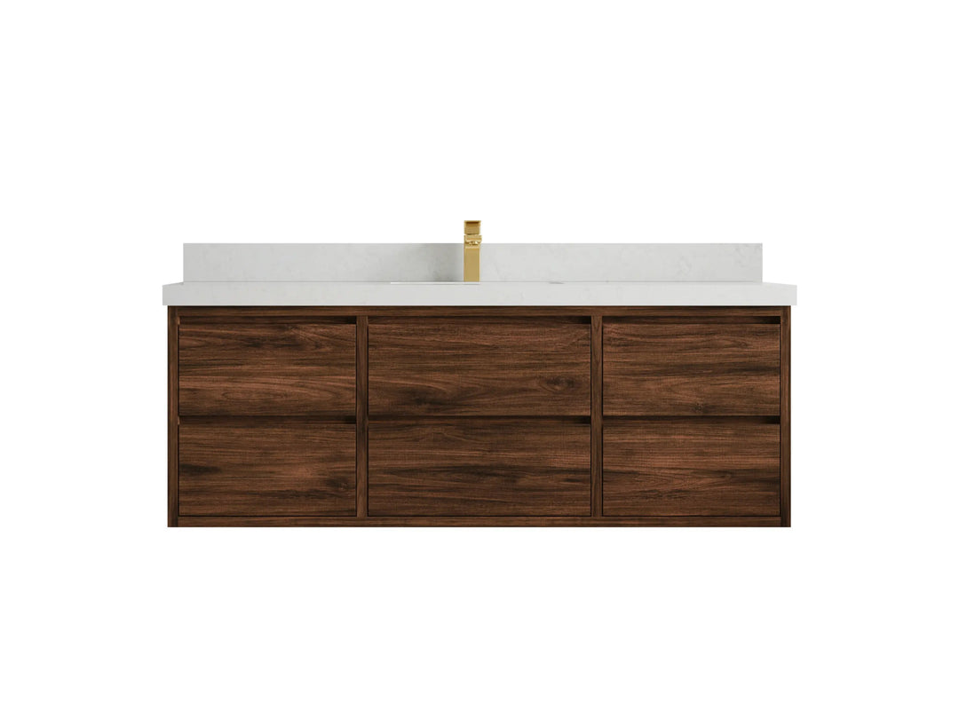 Madison Floating Teak 60 in. W x 22 in. D Single Sink Bathroom Vanity - Willow Bath and Vanity