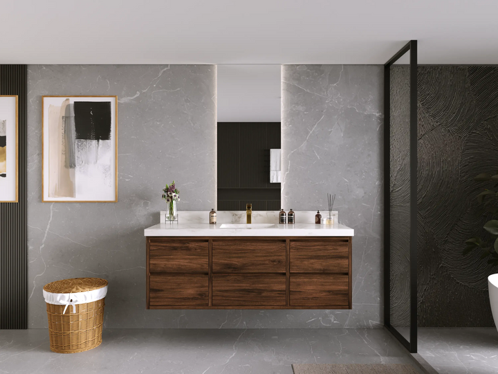 Madison Floating Teak 60 in. W x 22 in. D Single Sink Bathroom Vanity - photo 4