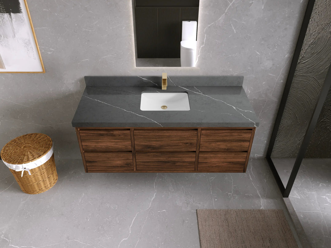 Madison Floating Teak 60 in. W x 22 in. D Single Sink Bathroom Vanity - Willow Bath and Vanity