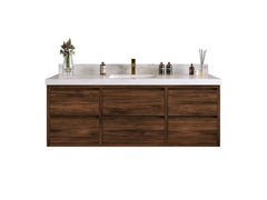 Madison Floating Teak 60 in. W x 22 in. D Single Sink Bathroom Vanity - photo 1