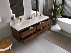 Madison Floating Teak 72 in. W x 22 in. D Double Sink Bathroom Vanity - photo 3