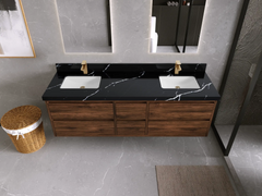Madison Floating Teak 72 in. W x 22 in. D Double Sink Bathroom Vanity - photo 34