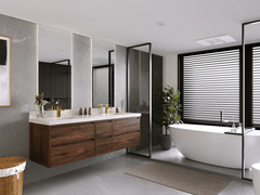 Madison Floating Teak 72 in. W x 22 in. D Double Sink Bathroom Vanity - photo 2