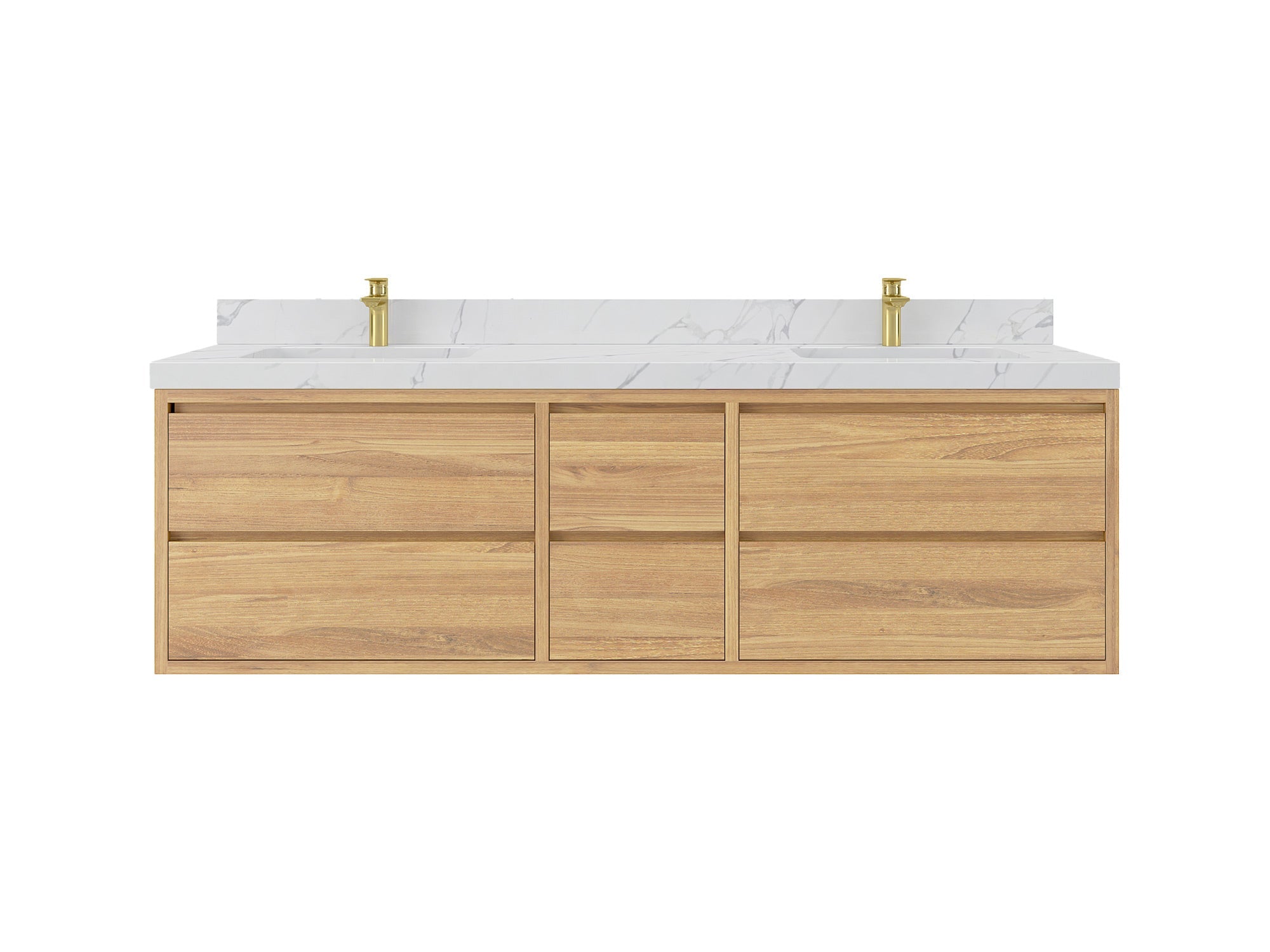 Madison Floating Teak 72 in. W x 22 in. D Double Sink Bathroom Vanity - Willow Bath and Vanity