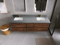 Madison Floating Teak 72 in. W x 22 in. D Double Sink Bathroom Vanity - photo 33