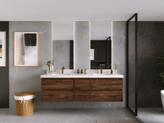 Madison Floating Teak 72 in. W x 22 in. D Double Sink Bathroom Vanity - photo 4
