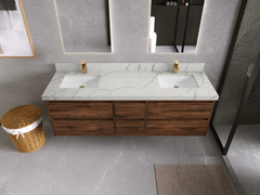 Madison Floating Teak 72 in. W x 22 in. D Double Sink Bathroom Vanity - photo 30