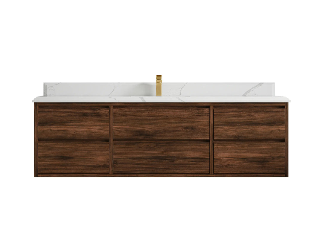 Madison Floating Teak 72 in. W x 22 in. D Single Sink Bathroom Vanity - Willow Bath and Vanity