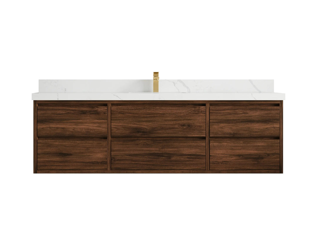 Madison Floating Teak 72 in. W x 22 in. D Single Sink Bathroom Vanity - Willow Bath and Vanity