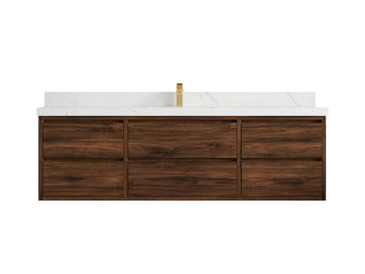 Madison Floating Teak 72 in. W x 22 in. D Single Sink Bathroom Vanity - Willow Bath and Vanity