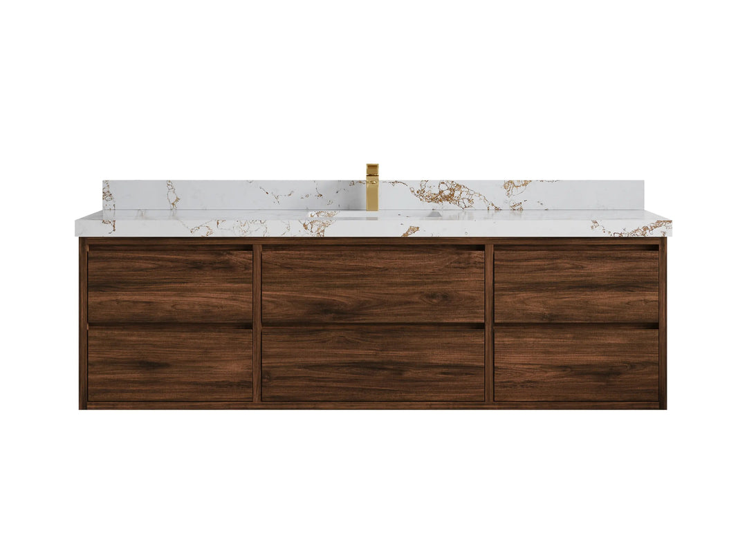 Madison Floating Teak 72 in. W x 22 in. D Single Sink Bathroom Vanity - Willow Bath and Vanity