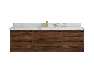 Madison Floating Teak 72 in. W x 22 in. D Single Sink Bathroom Vanity - Willow Bath and Vanity