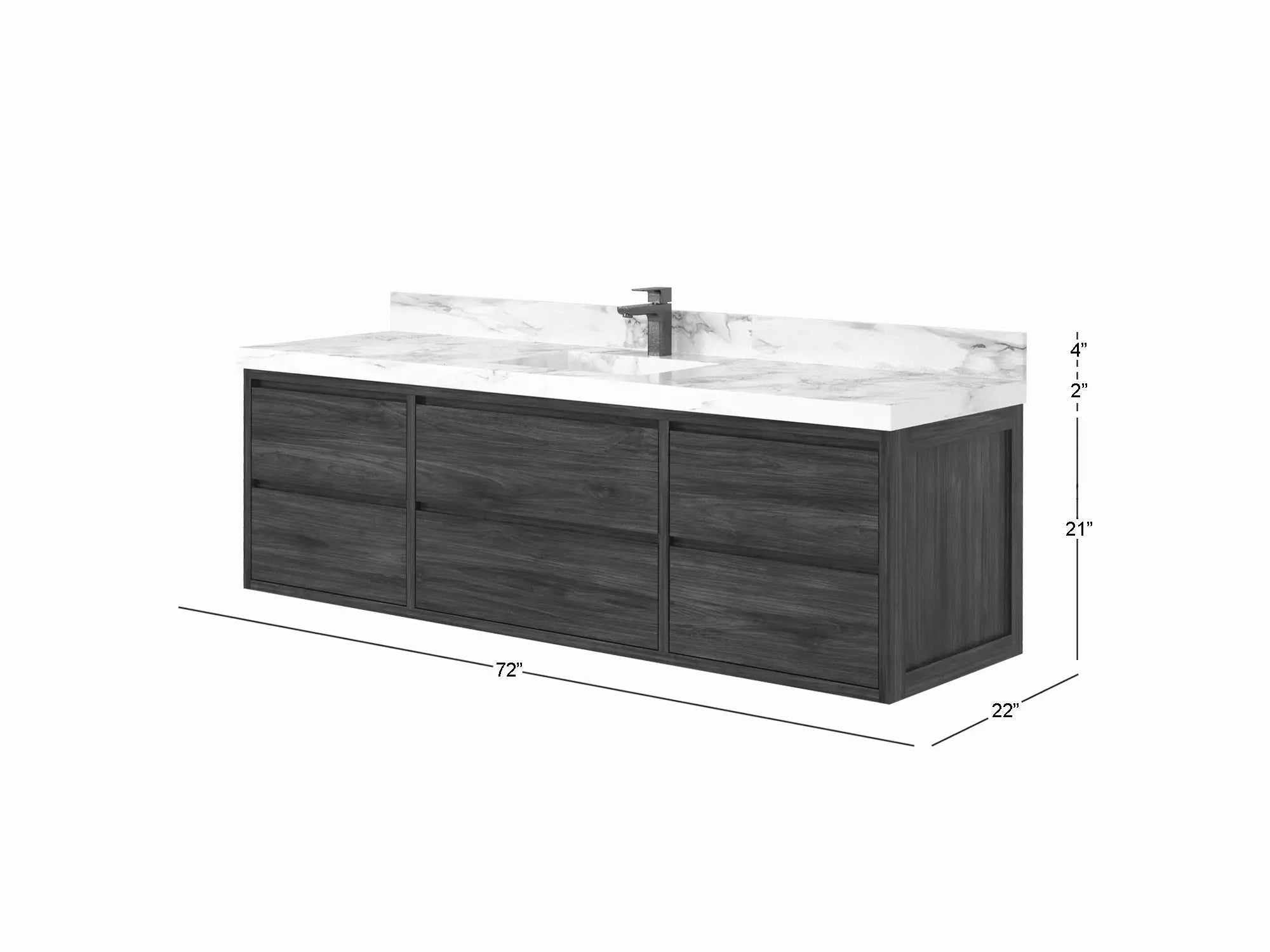 Madison Floating Teak 72 in. W x 22 in. D Single Sink Bathroom Vanity - Willow Bath and Vanity
