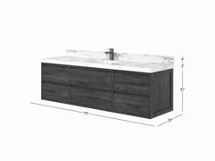 Madison Floating Teak 72 in. W x 22 in. D Single Sink Bathroom Vanity - photo 3