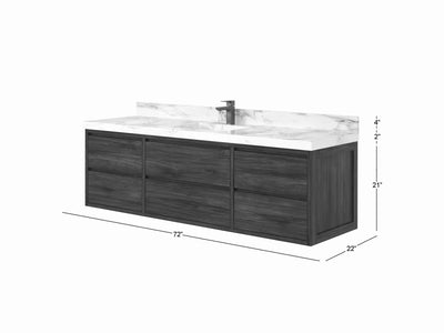 Madison Floating Teak 72 in. W x 22 in. D Single Sink Bathroom Vanity - Willow Bath and Vanity