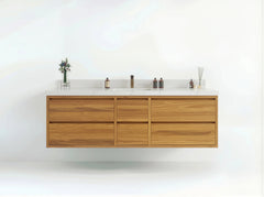 Madison Floating Teak 72 in. W x 22 in. D Single Sink Bathroom Vanity - photo 1