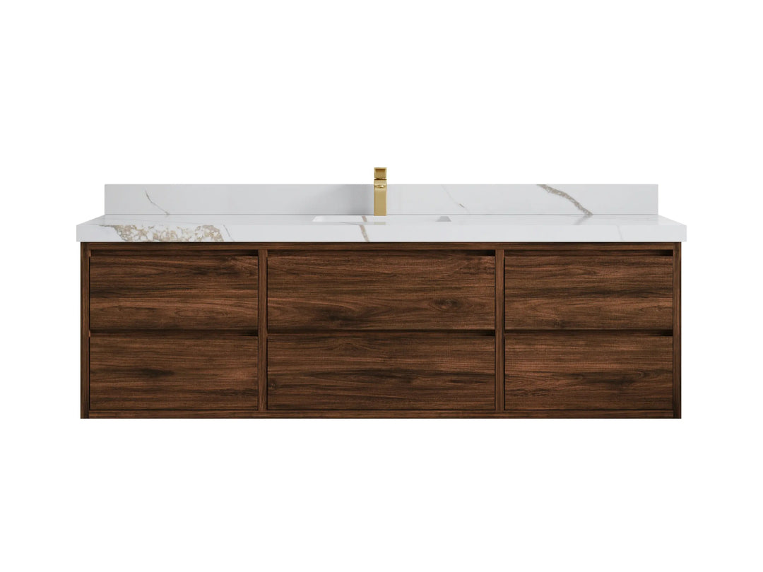 Madison Floating Teak 72 in. W x 22 in. D Single Sink Bathroom Vanity - Willow Bath and Vanity