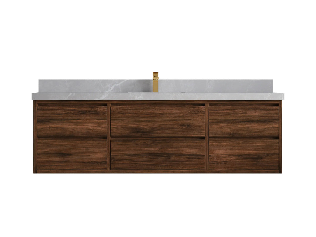 Madison Floating Teak 72 in. W x 22 in. D Single Sink Bathroom Vanity - Willow Bath and Vanity