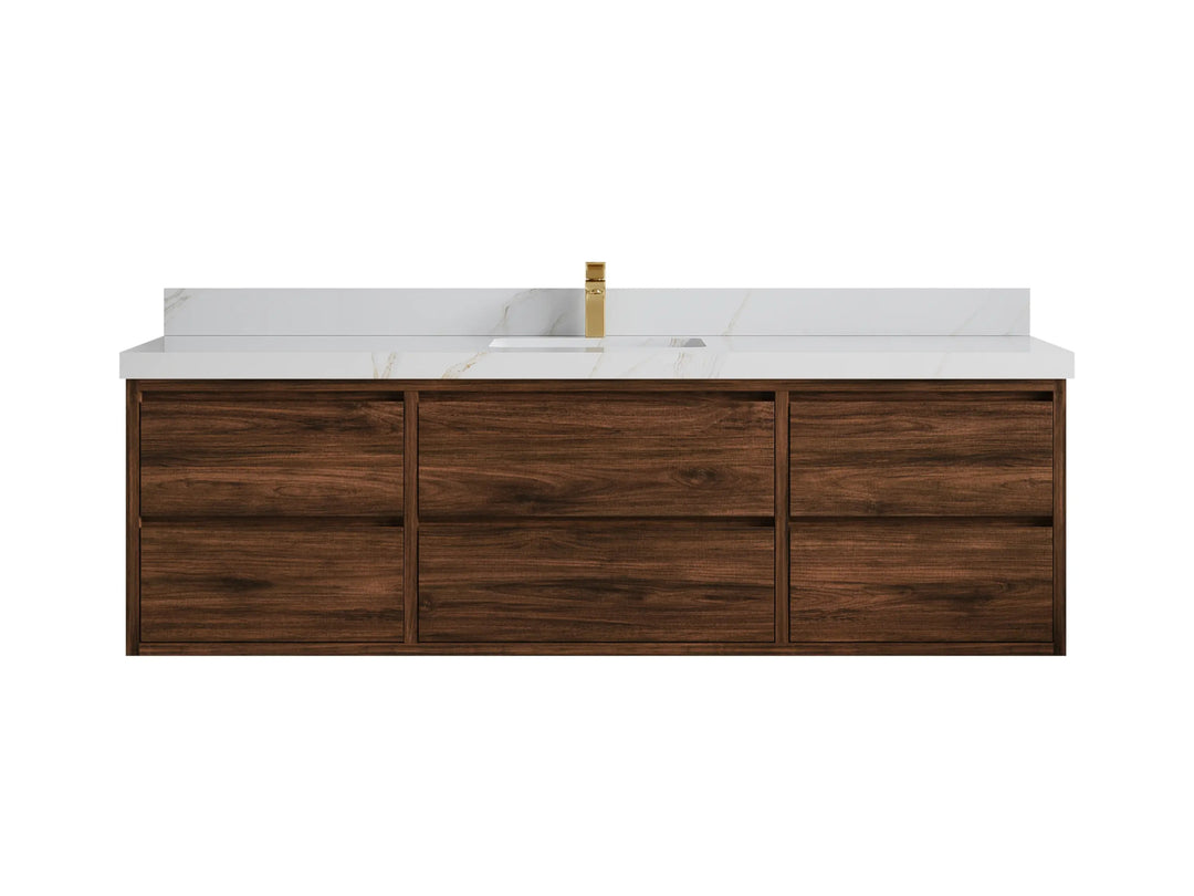 Madison Floating Teak 72 in. W x 22 in. D Single Sink Bathroom Vanity - Willow Bath and Vanity