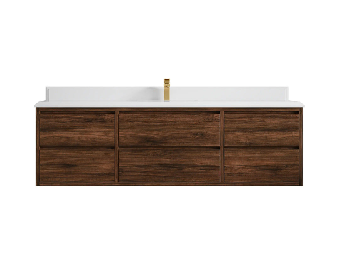 Madison Floating Teak 72 in. W x 22 in. D Single Sink Bathroom Vanity - Willow Bath and Vanity