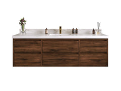 Madison Floating Teak 72 in. W x 22 in. D Single Sink Bathroom Vanity - photo 1