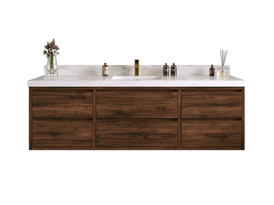 Madison Floating Teak 72 in. W x 22 in. D Single Sink Bathroom Vanity - Willow Bath and Vanity