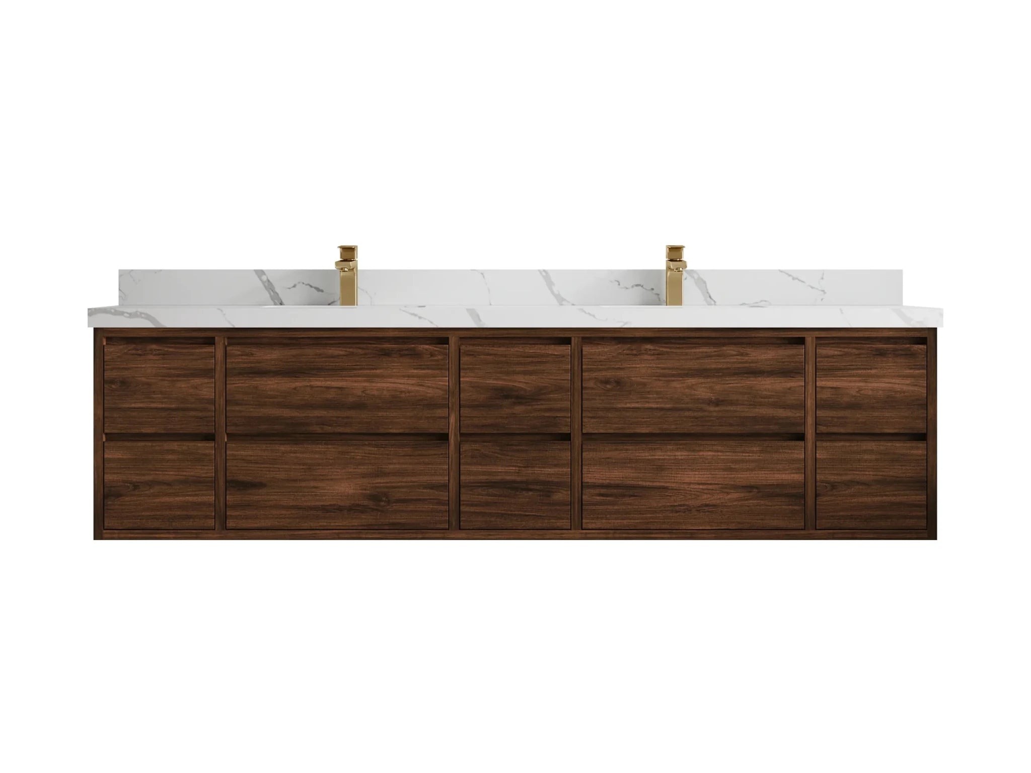 Madison Floating Teak 84 in. W x 22 in. D Double Sink Bathroom Vanity - Willow Bath and Vanity
